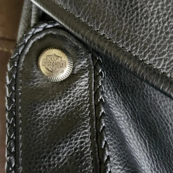 Vintage Harley-Davidson Women’s Black Leather Jacket Embossed Rose Concho - Picture 10 of 13